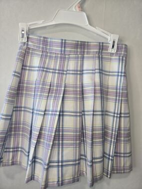 Full Tilt Pastel Plaid Pleated Mini Skirt